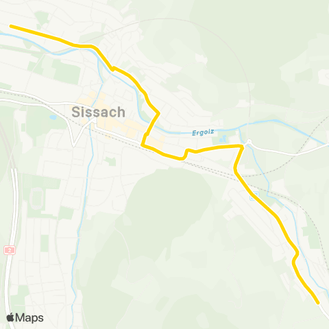 BLT - Baselland Transport Thürnen, Langmatt - Sissach, Grienmatt map