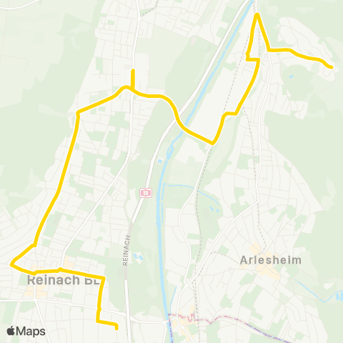 BLT - Baselland Transport Münchenstein, Schlossmatt - Reinach BL, Bruggrain map