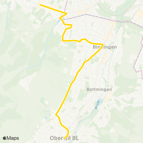 BLT - Baselland Transport Oberwil BL, Zentrum - Allschwil, Letten map