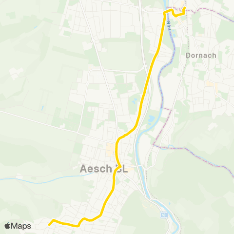 BLT - Baselland Transport Dornach, Bahnhof - Pfeffingen, Bergmattenweg map