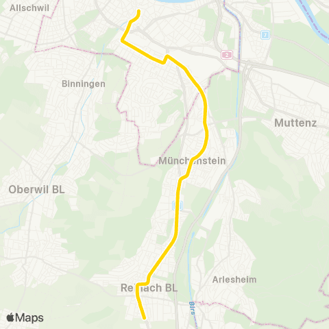 BLT - Baselland Transport Basel, Theater - Reinach BL, Süd map