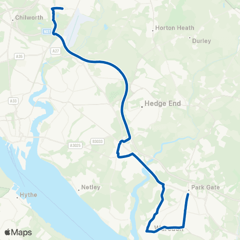 Bluestar School Routes Bridge Road - Barton Peveril College map