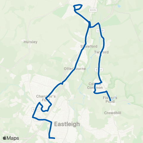 Bluestar School Routes Fishers Pond - Barton Peveril College map