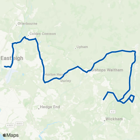 Bluestar School Routes Corhampton Park - Barton Peveril College map
