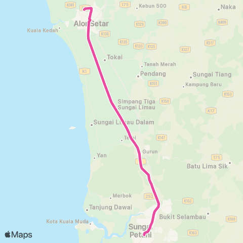 BAS.MY Alor Setar Shahab Perdana - Sungai Petani map