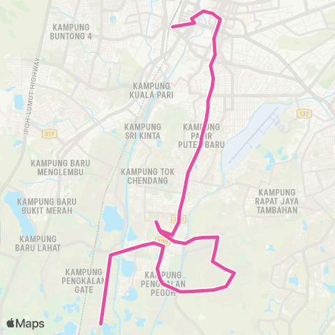 BAS.MY Ipoh Medan Kidd-Pasir Puteh-Pengkalan Sentosa map