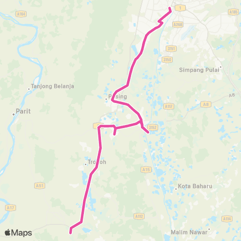 BAS.MY Ipoh Medan Kidd-Batu Gajah-Sri Iskandar map