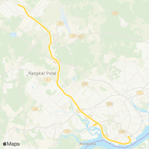 BAS.MY Johor Bahru JB Sentral - Terminal Kulai map