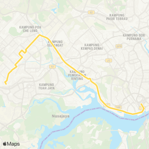 BAS.MY Johor Bahru JB Sentral - Bandar Selesa Jaya map