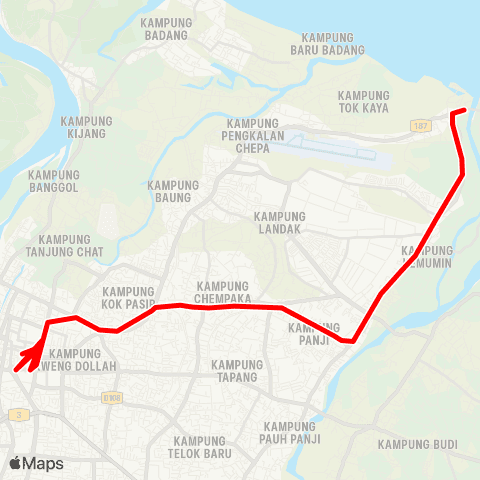 BAS.MY Kota Bharu Kota Bharu - Sabak via Kemumin map