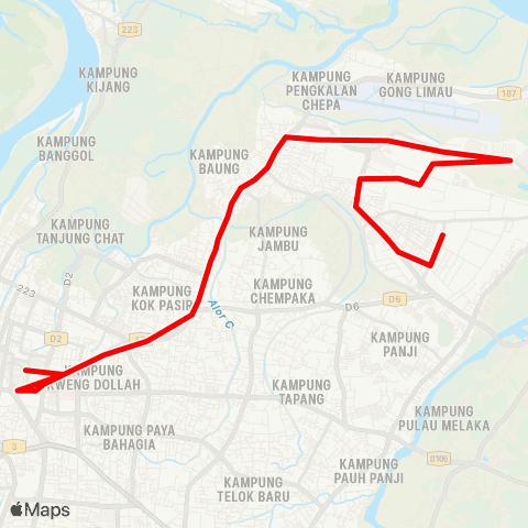BAS.MY Kota Bharu Kota Bharu - Pengkalan Chepa map