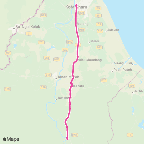 BAS.MY Kota Bharu Kota Bharu - Kuala Krai via Machang map