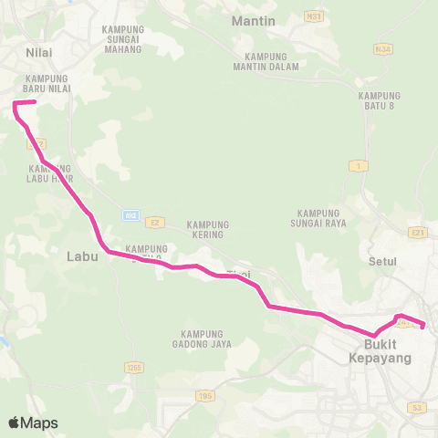 BAS.MY Seremban Terminal1 - Nilai via Labu map