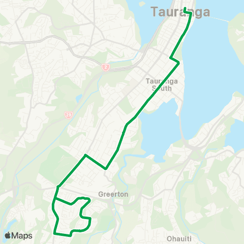 BayBus (Bay of Plenty) Pyes Pa - Greerton - Tauranga City map