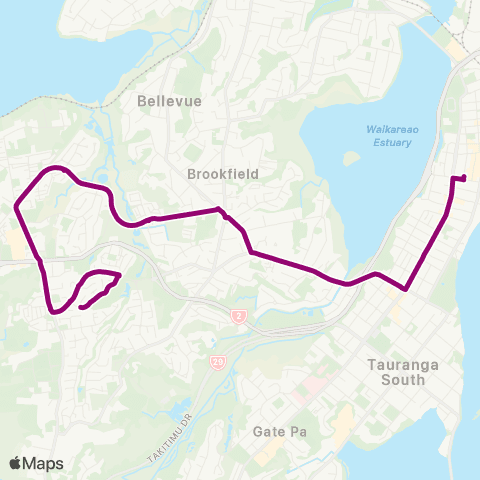 BayBus (Bay of Plenty) Bethlehem - Brookfield - Tauranga City map