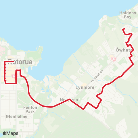 BayBus (Bay of Plenty) Owhata - Lynmore - Rotorua CBD map