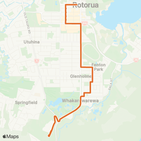 BayBus (Bay of Plenty) Toi Ohomai - Te Puia - Rotorua CBD map