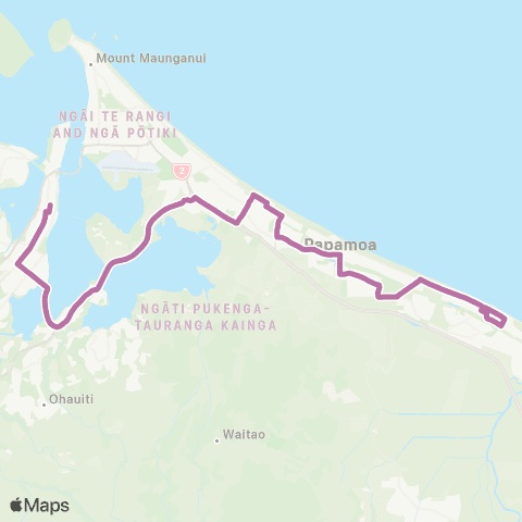 BayBus (Bay of Plenty) Papamoa - Maungatapu - Tauranga City map