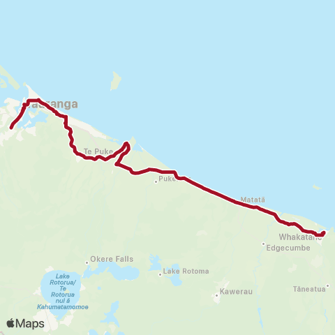 BayBus (Bay of Plenty) Whakatane - Tauranga via Te Puke map