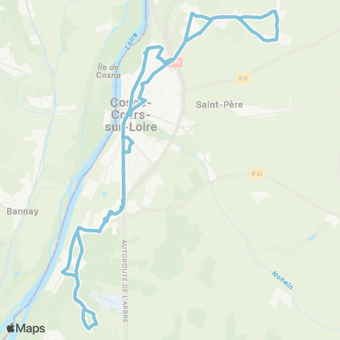 Bus Papillon Ligne Villechaud-Cosne-Cours map