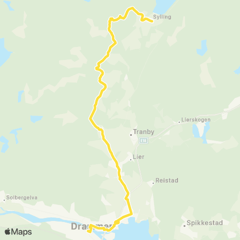 Brakar Sylling - Sjåstad - Drammen map