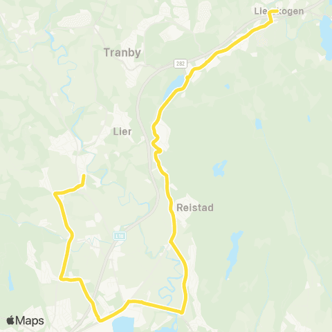 Brakar Lierskogen - Lahell - Stoppen map