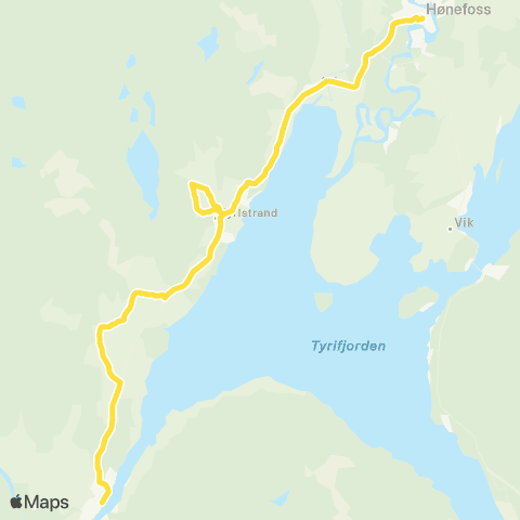 Brakar Vikersund - Hønefoss map