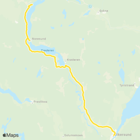 Brakar Vikersund - Noresund map
