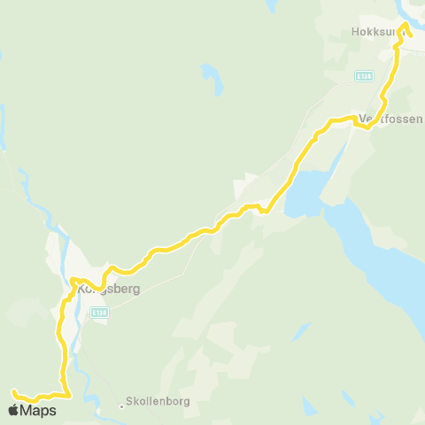 Brakar Hokksund - Kongsberg map