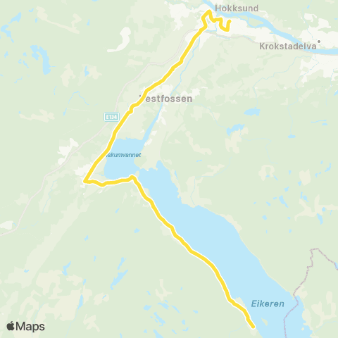Brakar Vestfossen - Darbu - Hakavik map
