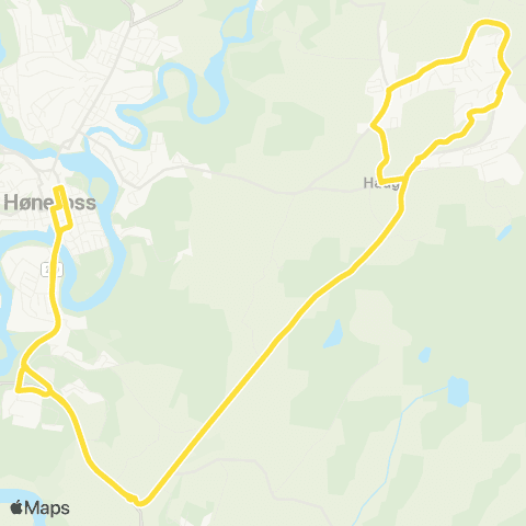 Brakar Hønefoss-Haug via Lisletta map