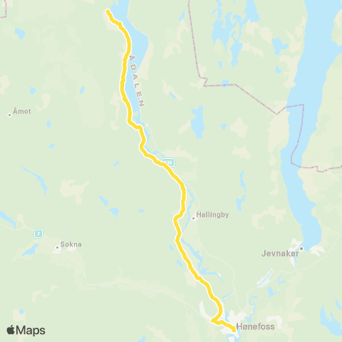 Brakar Hønefoss-Begnamoen / Elsrud map