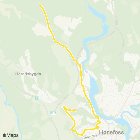 Brakar Hønefoss-Veienmoen / Begnamoen map