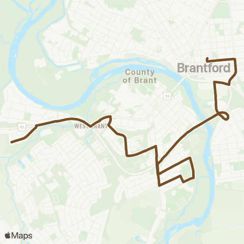 Brantford Transit D’Aubigny Line map