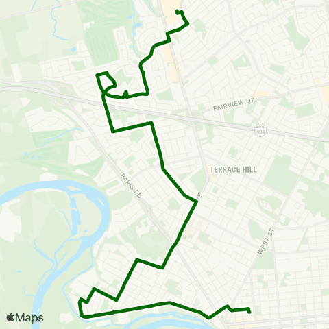 Brantford Transit – Holmedale & Mayfair Line map