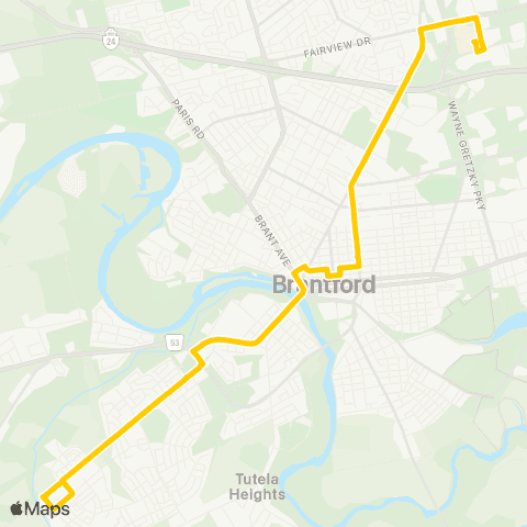 Brantford Transit Telephone Line map