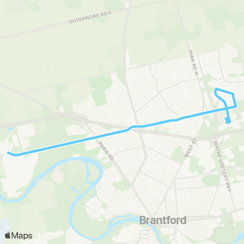 Brantford Transit – Tollgate Line map