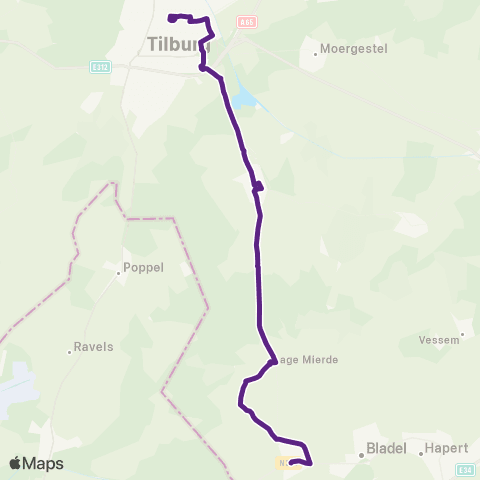 Bravo Tilburg via Hilvarenbeek - Reusel map