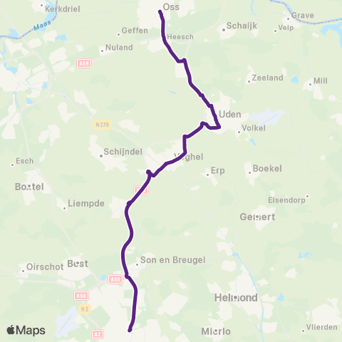 Bravo Oss via Uden - Eindhoven map