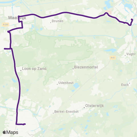 Bravo Tilburg via Waalwijk - 's-Hertogenbosch map