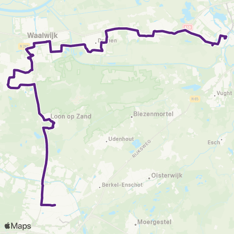 Bravo Tilburg  via Waalwijk - 's-Hertogenbosch map