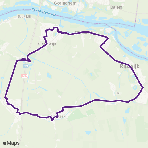 Bravo Almkerk via Giessen en Sleeuwijk - Almkerk map