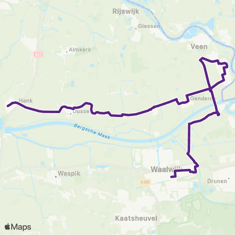 Bravo Hank via Wijk en Aalburg - Waalwijk map