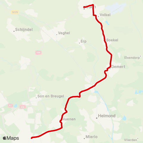 Bravo Uden - Gerwen - Eindhoven Station map