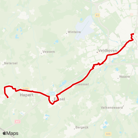 Bravo Bladel - Eersel - Eindhoven Station map