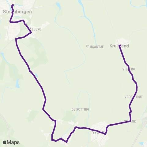 Bravo Steenbergen via Moerstraten - Wouw map