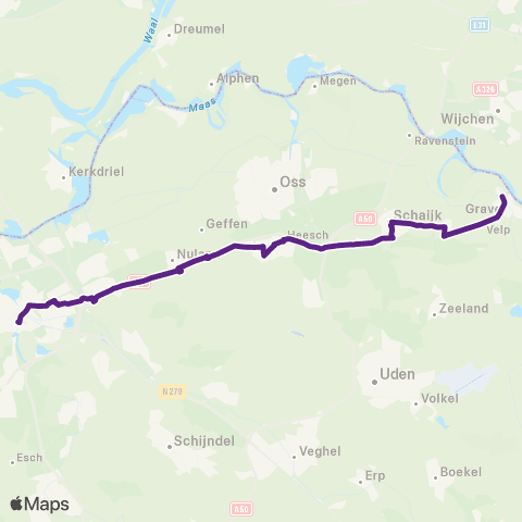 Bravo Grave via Heesch - Den Bosch map