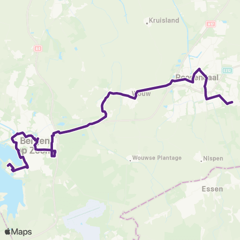 Bravo Bergen op Zoom via Wouw - Roosendaal Kortendijk map