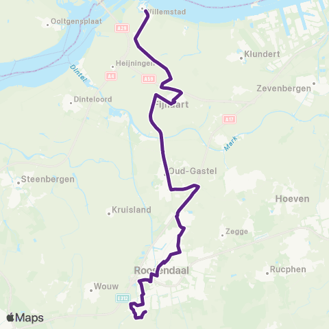 Bravo Willemstad via Oud Gastel - Roosendaal Tolberg map