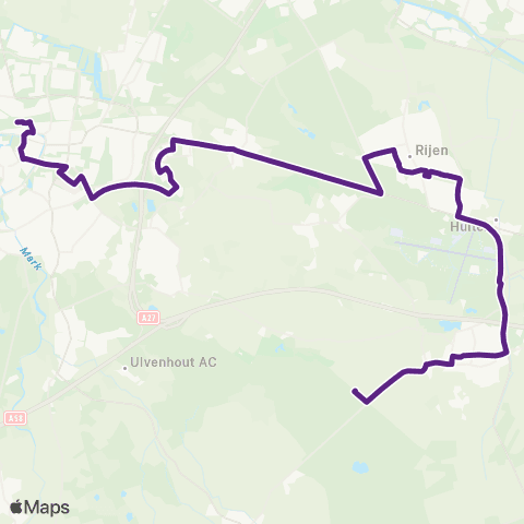 Bravo Breda via Rijen - Gilze AZC map